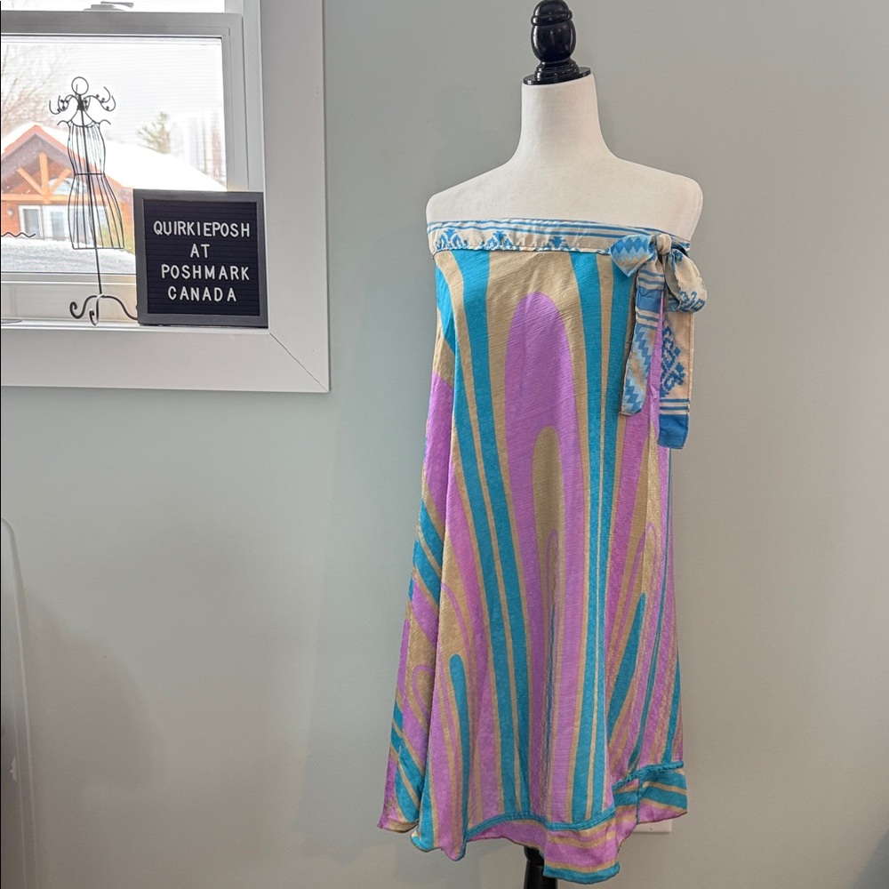 Bohemian 🩵🩷🤎 Dress/Skirt Wrap Reversible & Versatile Easy Care NEW Handmade